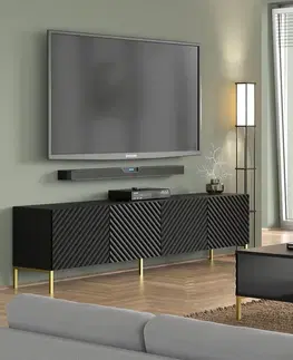 TV stolky ARTBm Tv stolek SURF 200 | 2D2S Provedení: Bílý mat / zlaté nohy
