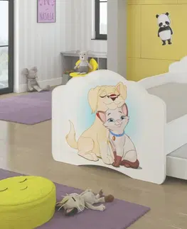 Postele ArtAdrk Dětská postel CASIMO II | s přistýlkou Provedení: Pejsek a kočičkou