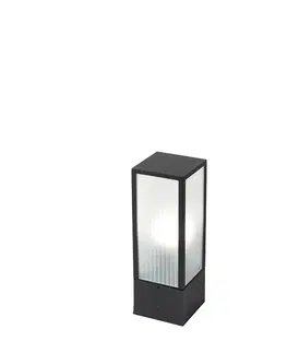 Venkovni stojaci lampy Chytré stojací venkovní svítidlo černé s vroubkovaným sklem 40 cm včetně WiFi A60 - Charlois
