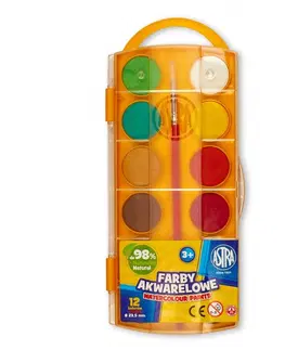Hračky ASTRA - Vodové barvy se štětcem průměr 23,5mm 12 barev, 83216905
