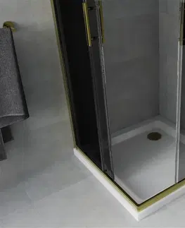 Sifony k pračkám MEXEN/S Rio sprchový kout čtverec 90x90, grafit, zlatá + bílá vanička se sifonem 860-090-090-50-40-4010G