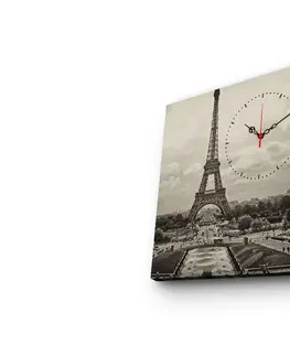 Hodiny Wallity Dekorativní nástěnné hodiny Eiffel šedé