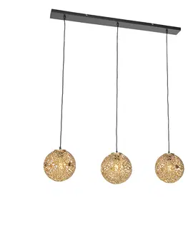Zavesna svitidla Art Deco závěsná lampa zlatá podlouhlá 3-světelná - Maro