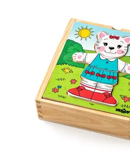 Hračky puzzle WOODY - Puzzle šatní skříň Kočička, 18 dílů