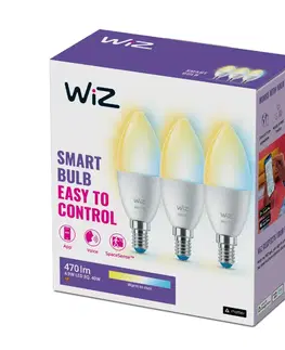 LED žárovky WiZ SET 3x LED žárovka E14 C37 4,9W 470lm 2700-6500K IP20, stmívatelná