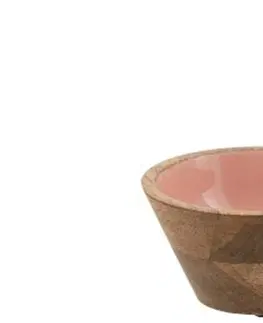 Mísy a misky Dřevěná miska s růžovým vnitřkem Enamell small - ∅ 10*5,5cm J-Line by Jolipa 1638