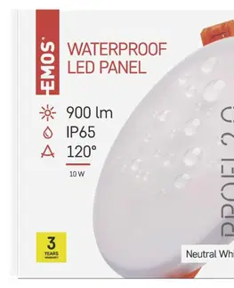 Bodovky do podhledu na 230V EMOS Lighting LED panel 125mm, kruhový vestavný bílý, 11W neutr. b., IP65 1540111120