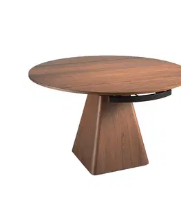 Designové a luxusní jídelní stoly Estila Rozkládací kulatý jídelní stůl Vita Naturale hnědý ze dřeva 140cm