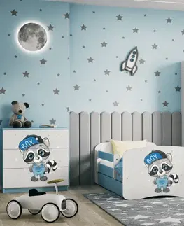 Dětské postýlky Kocot kids Dětská postel Babydreams mýval modrá, varianta 80x160, se šuplíky, s matrací