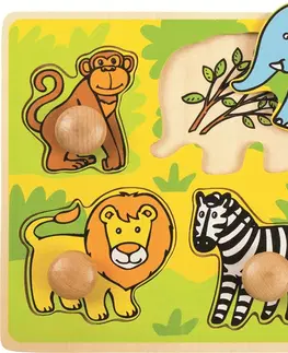 Dřevěné hračky Bigjigs Toys Vkládací puzzle SAFARI vícebarevné