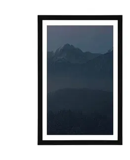 Příroda Plakát s paspartou úplněk měsíce nad horami