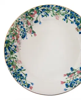 Talíře Porcelánový dezertní talíř s květy Floweries - Ø 21*2 cm Clayre & Eef FISDP