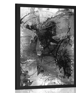 Černobílé Plakát moderní mediální malba v černobílém provedení