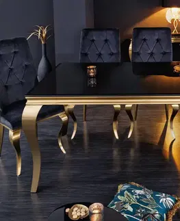 Jídelní stoly LuxD Designový jídelní stůl Rococo 200 cm černý / zlatý