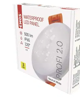 Bodovky do podhledu na 230V EMOS Lighting LED panel 75mm, kruhový vestavný bílý, 6W neut. bíla, IP65 1540110621
