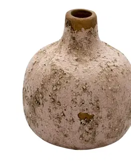 Dekorativní vázy Růžová keramická váza s patinou Gail - Ø 9*9 cm Clayre & Eef 6CE1315