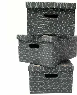 Úložné boxy Compactor Sada 3ks skládacích kartonových krabic Compactor - 52 x 29 x 20 cm