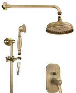 Sprchy a sprchové panely SAPHO KIRKÉ podomítkový sprchový set s pákovou baterií, 2 výstupy, bronz KI42B-01