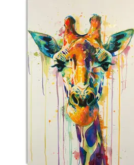 Obrazy zebry a žirafy Obraz žirafa s imitací malby