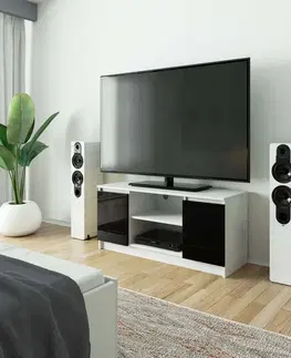 TV stolky Ak furniture TV stolek Tonon 120 cm bílý/černý lesk