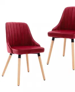 Židle Jídelní židle 2 ks samet / buk Dekorhome Červená