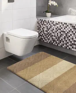 Koupelnové předložky Set koupelnových koberečků v béžové barvě se vzorem