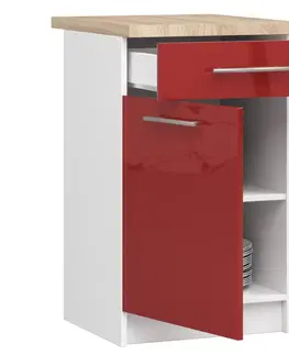 Kuchyňské dolní skříňky Ak furniture Kuchyňská skříňka Olivie S 50 cm 1D 1S bílo-červená