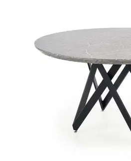 Jídelní stoly HALMAR Kulatý jídelní stůl Gustimo šedý mramor/černá