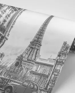 Samolepící tapety Samolepící tapeta černobílá Eiffelova věž z ulice Paříže