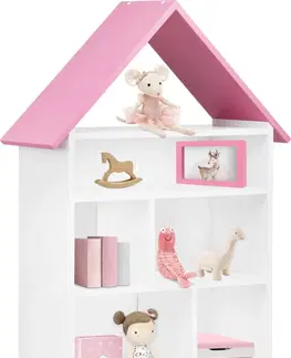 Regály Konsimo Dětský regál na hračky PABIS růžový/bílý