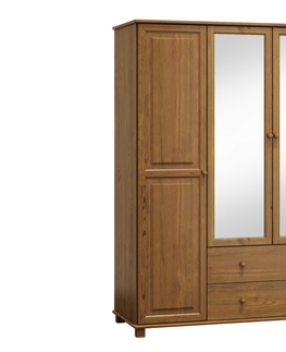 Šatní skříně Skříň 3D BHAGIRA 6, šíře 120 cm, masiv borovice, moření: dub