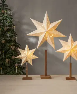 Vánoční světelná hvězda STAR TRADING Stojací hvězda Karo Maxi dub přírodní/bílá