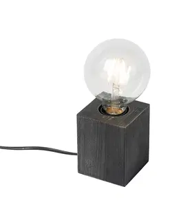 Stolni lampy Venkovská stolní lampa černé dřevo - Bloc
