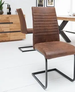 Luxusní jídelní židle Estila Designová industriální jídelní židle Gristol hnědá