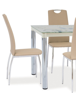 Jídelní stoly Jídelní stůl NEFON 2 100x60 cm, sklo/krémová-chrom 