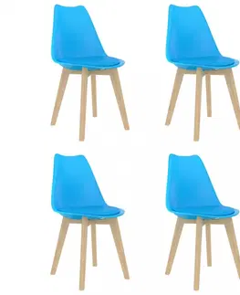 Židle Jídelní židle 4 ks plast / umělá kůže / buk Dekorhome Žlutá