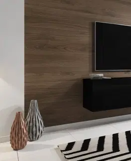 TV stolky Vivaldi TV stolek Slant s LED osvětlením 160 cm černý mat/černý lesk