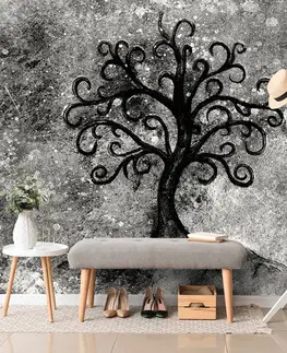 Černobílé tapety Tapeta černobílý strom života