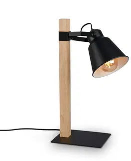 Stolní lampy do kanceláře BRILONER Stolní lampa, 20 cm, max. 25 W, černá-dřevo BRILO 7406-015