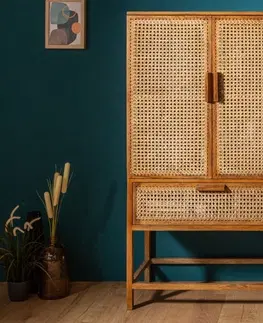 Designový nábytek Estila Orientální designová vysoká komoda Allerdale z masivu a bambusu