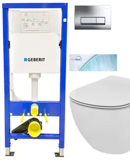 Záchody GEBERIT DuofixBasic s chromovým tlačítkem DELTA51 + WC Ideal Standard Tesi se sedátkem SoftClose, AquaBlade  458.103.00.1 51CR TE1