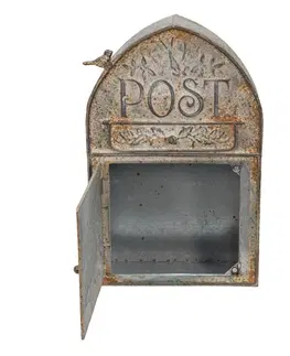 Poštovní schránky Šedá poštovní schránka s rezavou patinou Post - 25*10*40 cm Clayre & Eef 6Y4998