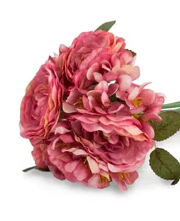 Květiny Umělá kytice Kamélií růžová, 19 x 25 cm