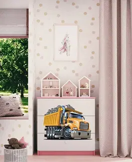 Dětský nábytek Kocot kids Komoda Babydreams 80 cm náklaďák růžová