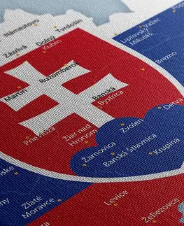 Obrazy mapy Obraz mapa Slovenska se státním znakem