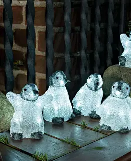 Venkovní vánoční figurky Konstsmide Christmas Sada pěti LED akrylových světelných figurek tučňáčků