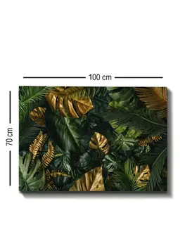 Obrazy Wallity Obraz GREEN AND GOLD LEAVES 70 x 100 cm