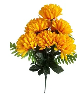 Květiny Umělý svazek Chryzantém, tmavě žlutá, výška 58 cm