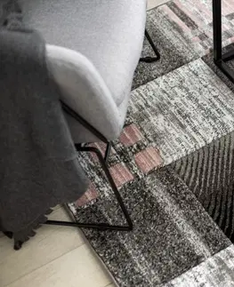 Koberce a koberečky Dywany Lusczow Kusový koberec ALTER Siena čtverce mřížka šedý, velikost 80x150