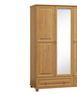 Šatní skříně Skříň 3D BHAGIRA 5, šíře 120 cm, masiv borovice, moření: olše